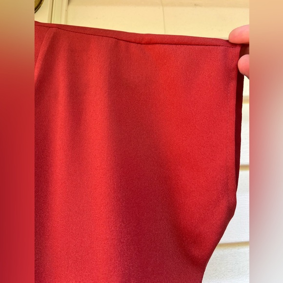 DKNY fire-red/orange sleeveless double V-neck blouse, sheer hemline, NWT, Small - Picture 4 of 9